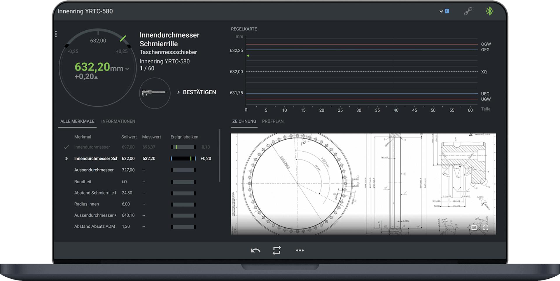 Digitale Qualitätskontrolle für Automobilteile-Inspektionsprozesse